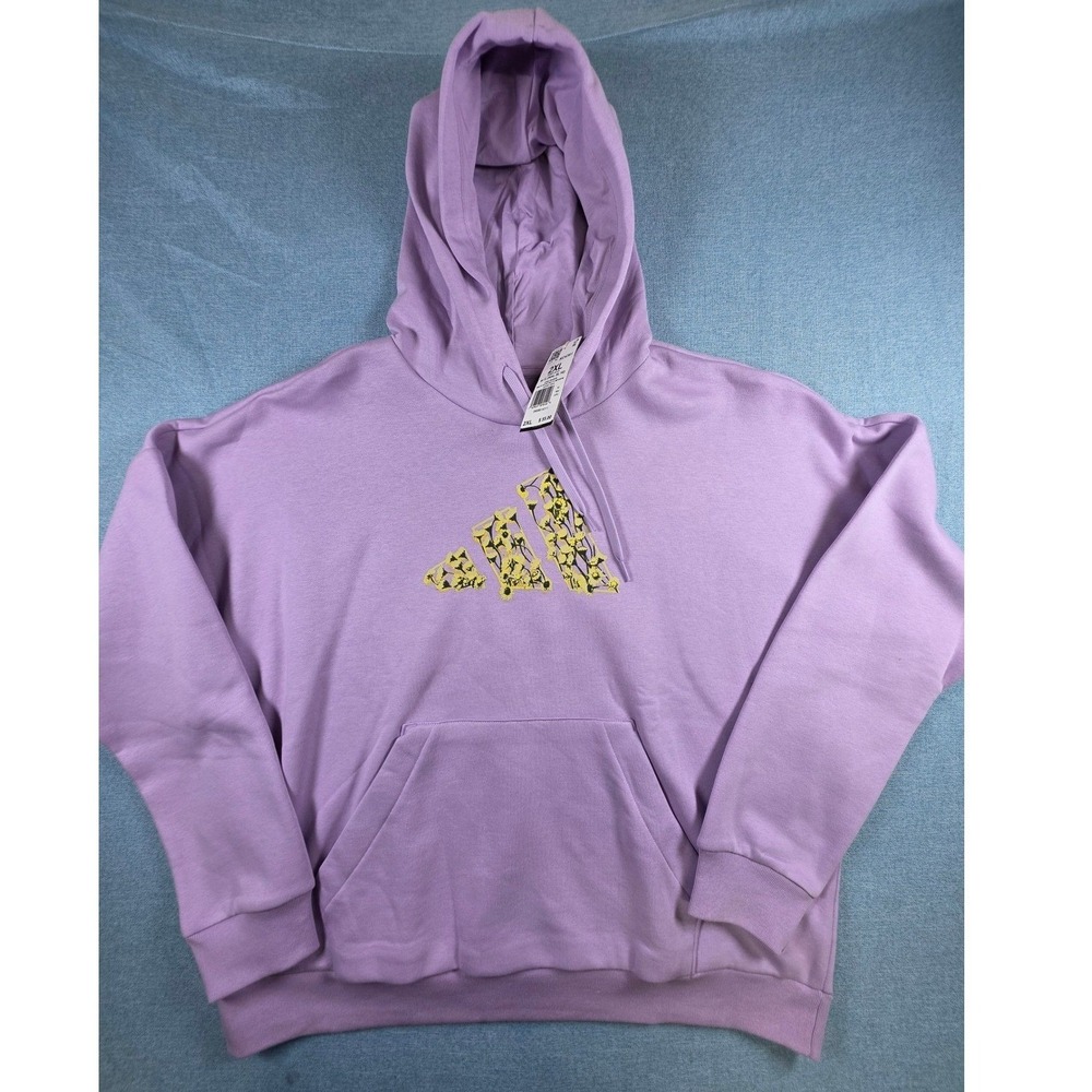 Adidas Womens W Floral BL HD Hoodie Powder Plum Purple Sweatshirt 2XL, NWT